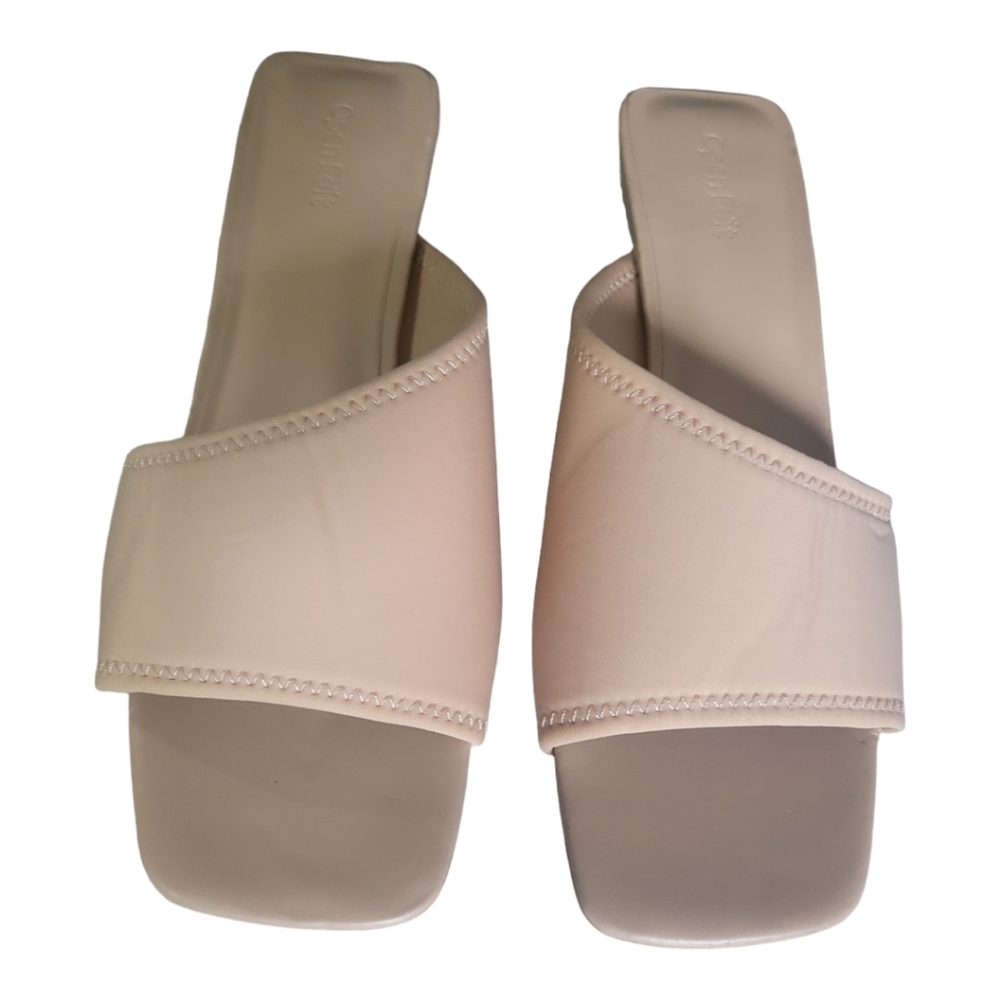 Open Edit Candace Sandal In Beige Clear Block Heel Size 9 - Picture 3 of 5